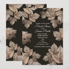 Donkerbruine en bronzen bladeren rustieke herfst u kaart