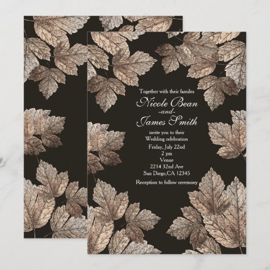 Donkerbruine en bronzen bladeren rustieke herfst u kaart (Voorkant / Achterkant)