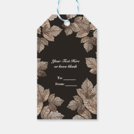 Donkerbruine en bronzen bladeren rustieke herfstfe cadeaulabel
