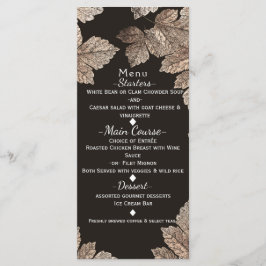 Donkerbruine en bronzen bladeren Rustieke herfstme Menu