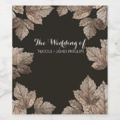 Donkerbruine en bronzen bladeren rustige herfst wijn etiket (Enkel label)