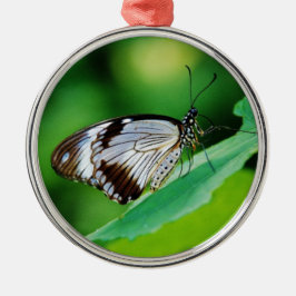Donkerbruine en grijze vlinder metalen ornament