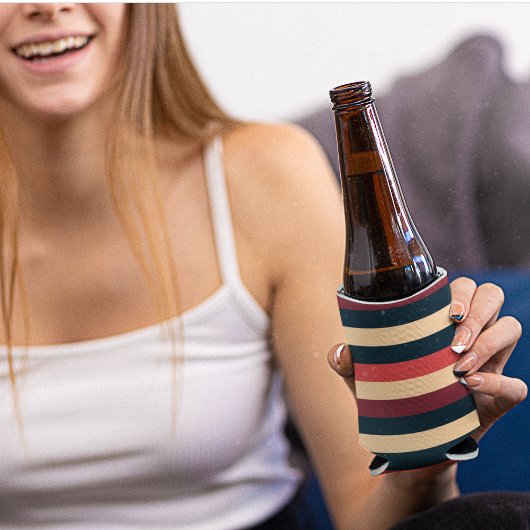  donkerbruine en groene strepen blikjeskoeler