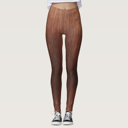 Donkerbruine Faux Wood Leggings (Voorkant)