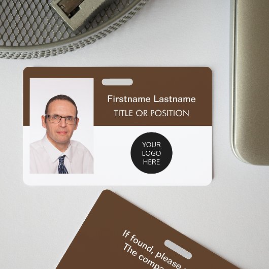 Donkerbruine foto ID naam badge