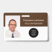 Donkerbruine foto ID naam badge (Voorzijde)