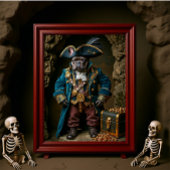 Donkerbruine Franse Bulldog Blue Pirate Poster