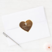 Donkerbruine gouden lijst met logo monogram bedank hart sticker (Envelop)