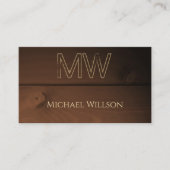 Donkerbruine Houten Graan Houten Boards Monogram K Visitekaartje (Voorkant)