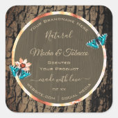 Donkerbruine houten korrels, vlekvaten vierkante sticker (Voorkant)