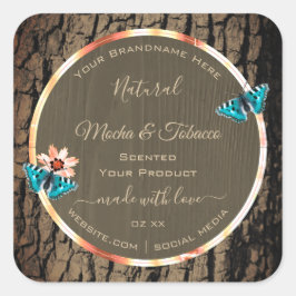 Donkerbruine houten korrels, vlekvaten vierkante sticker