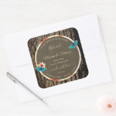 Donkerbruine houten korrels, vlekvaten vierkante sticker (Envelop)