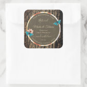 Donkerbruine houten korrels, vlekvaten vierkante sticker (Tas)