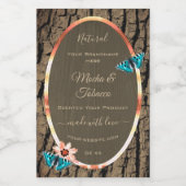 Donkerbruine houten korrels, vlekvaten voedselcontainer etiket (Enkel label)