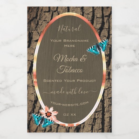 Donkerbruine houten korrels, vlekvaten voedselcontainer etiket (Enkel label)