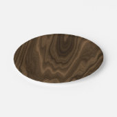Donkerbruine houtextuur papieren bordje (Gekanteld)