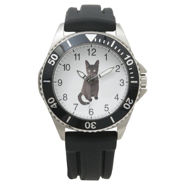 Donkerbruine kat horloge (Voorkant)