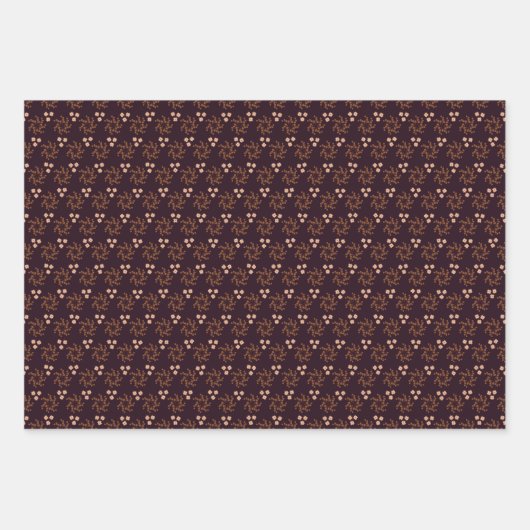 Donkerbruine kerstkleuren op inpakpapier vel (Voorkant 2)