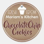  donkerbruine kraftpapier, koekjesbakkerijlabel ronde sticker (Voorkant)