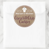 donkerbruine kraftpapier, koekjesbakkerijlabel ronde sticker (Tas)