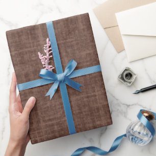Donkerbruine linnen  cadeaupapier