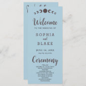 Donkerbruine Maan Phases Blauw Huwelijksprogramma (Voorkant / Achterkant)