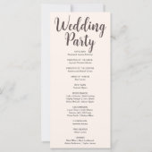 Donkerbruine Maan Phases Seashell bruiloft program (Achterkant)