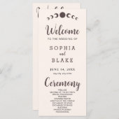 Donkerbruine Maan Phases Seashell bruiloft program (Voorkant / Achterkant)