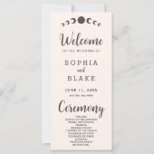 Donkerbruine Maan Phases Seashell bruiloft program (Voorkant)