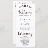 Donkerbruine Maan Phases Wit Huwelijksprogramma (Voorkant / Achterkant)