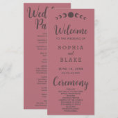 Donkerbruine maanfasen roze gouden huwelijksprogra (Voorkant / Achterkant)