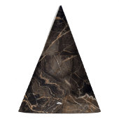 Donkerbruine marmeren gouden aderen feesthoedjes (Links)