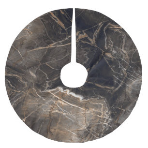 Donkerbruine marmeren gouden aderen kerstboom rok
