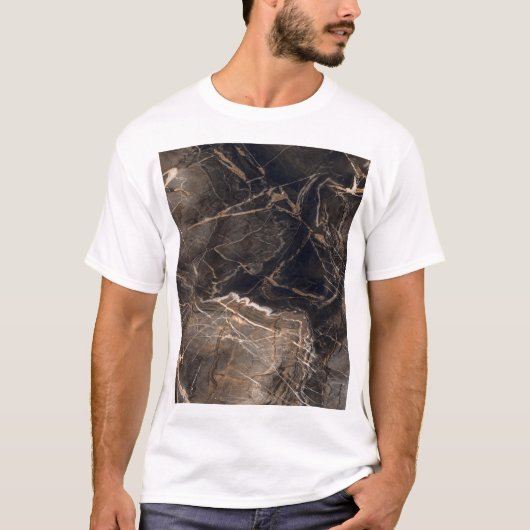 Donkerbruine marmeren gouden aderen t-shirt (Voorkant)