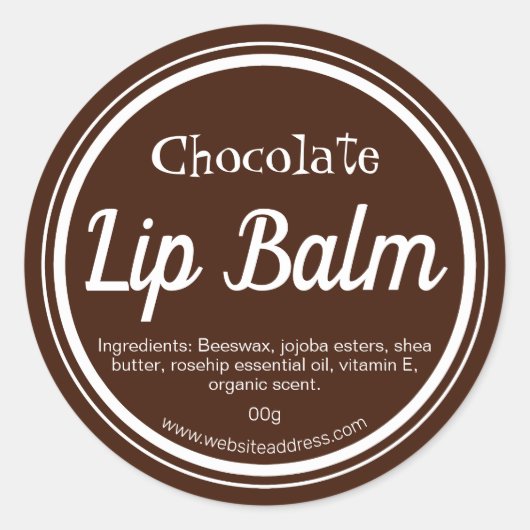 Donkerbruine met chocolade gearomatiseerde lippenb ronde sticker (Voorkant)