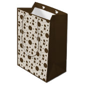 Donkerbruine micro bloem beige medium cadeauzakje (Achterkant Gekanteld)