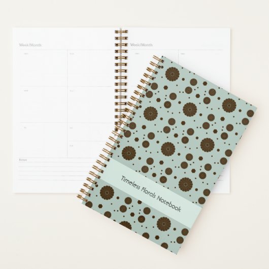 Donkerbruine micro bloem sage groen planner (Display)
