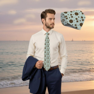 Donkerbruine micro bloem sage groene stropdas