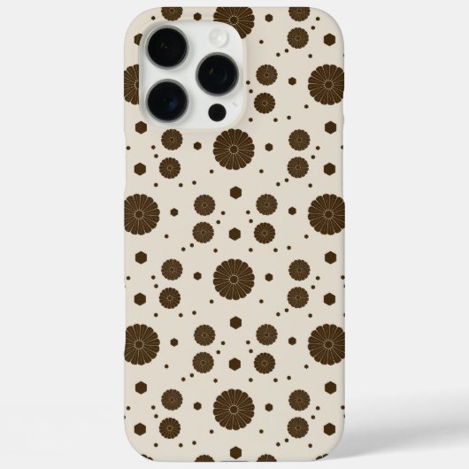 Donkerbruine Micro Bloemige Beige Case-Mate iPhone Case (Achterkant)