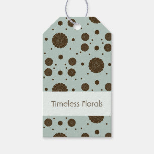 Donkerbruine Micro Bloemige Salie groen Cadeaulabel