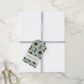Donkerbruine Micro Bloemige Salie groen Cadeaulabel (Met Touw)