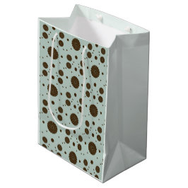 Donkerbruine Micro Floral Sage groen Medium Cadeauzakje