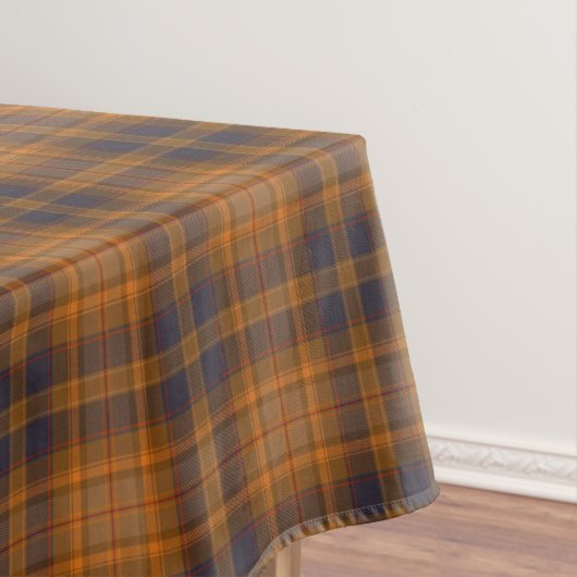 Donkerbruine oranje tartan plaid tafelkleed (Voorbeeld)