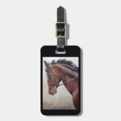 Donkerbruine paardenbagage of paarse label bagagelabel (Voorkant verticaal)