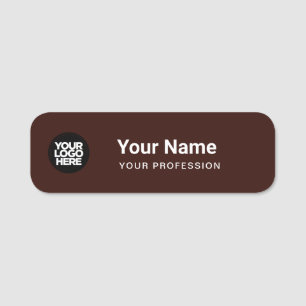 Donkerbruine Pin Naam Tag of Magnetisch met Logo