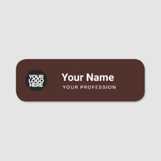 Donkerbruine Pin Naam Tag of Magnetisch met Logo