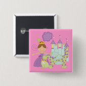 Donkerbruine Prinses Vierkante Button 5,1 Cm (Voorkant /achterkant)
