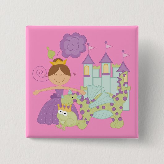 Donkerbruine Prinses Vierkante Button 5,1 Cm (Voorkant)