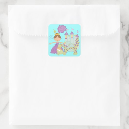 Donkerbruine Prinses Vierkante Sticker (Tas)