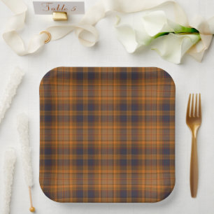 Donkerbruine Schotse stijl Plaid Papieren Bordje